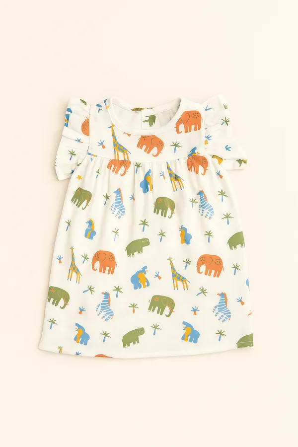 Animals-Muslin_Frock_|_Antibacterial_&_Soft_cotton