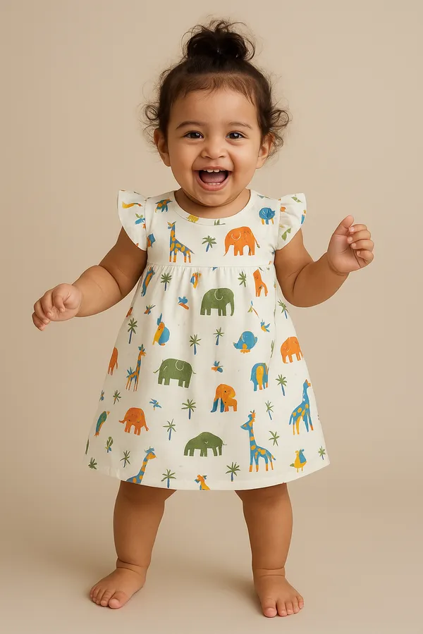 Animals-Muslin_Frock_|_Antibacterial_&_Soft_cotton