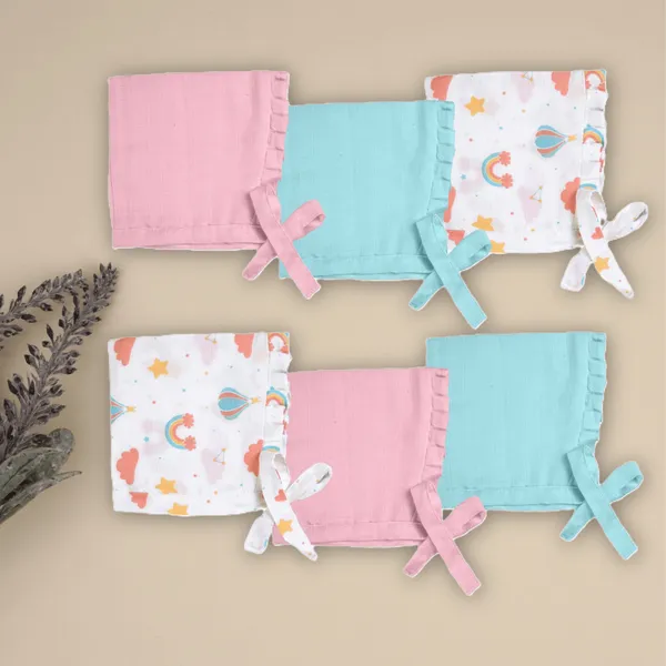 Pack_of_6_Aqua_Pink_&_Rainbow_Bonnet_cap_|_Anti-Bacterial_and_Soft_Materials