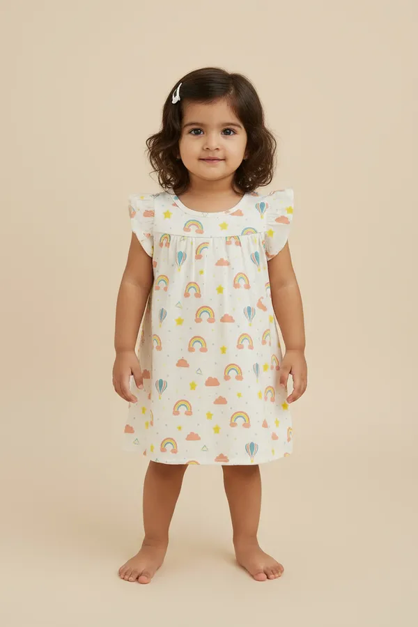 Rainbow-Muslin_Frock_|_Antibacterial_&_Soft_cotton