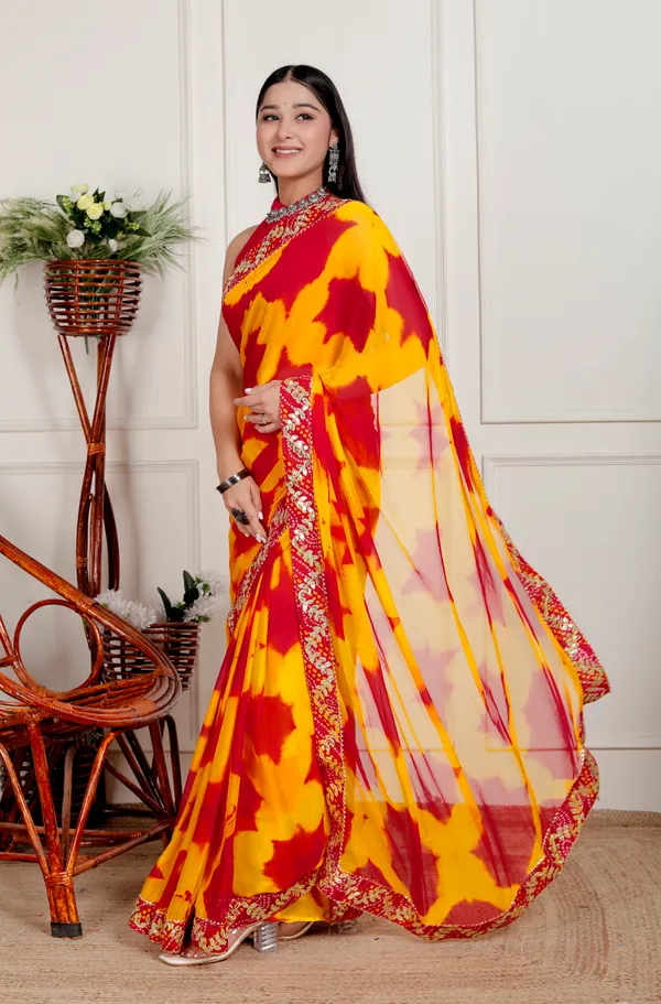 Orange_Pure_Chiffon_Hand_Printed_Saree_|_With_Unstitched_Blouse_Piece