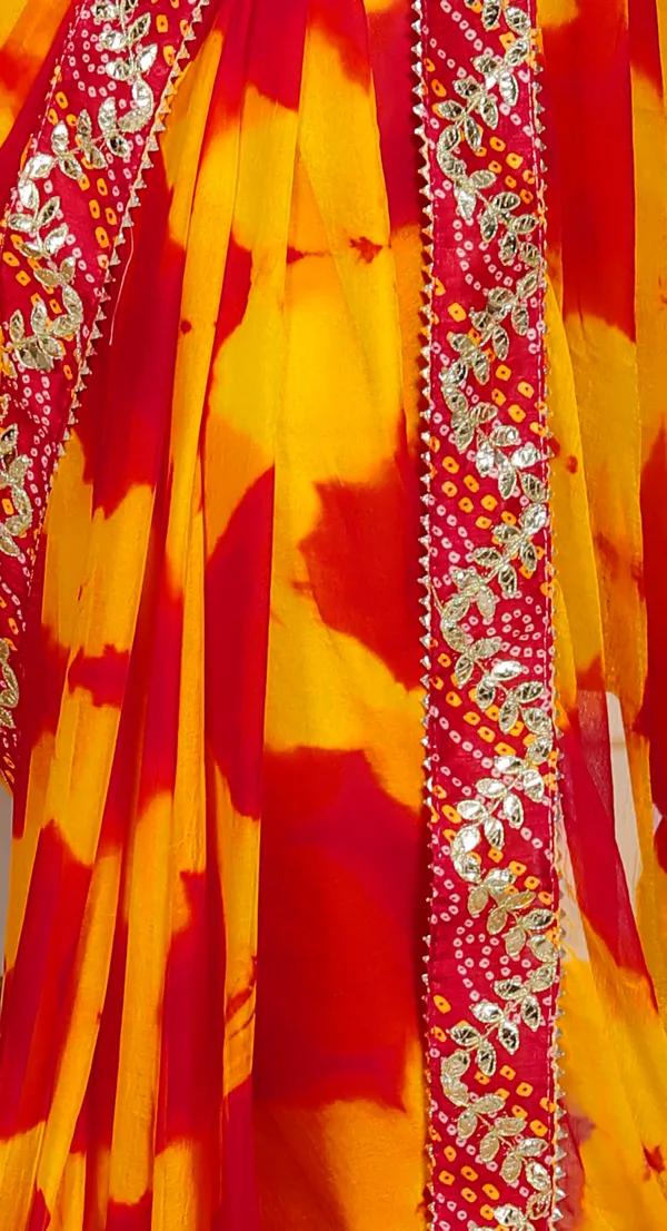 Orange_Pure_Chiffon_Hand_Printed_Saree_|_With_Unstitched_Blouse_Piece