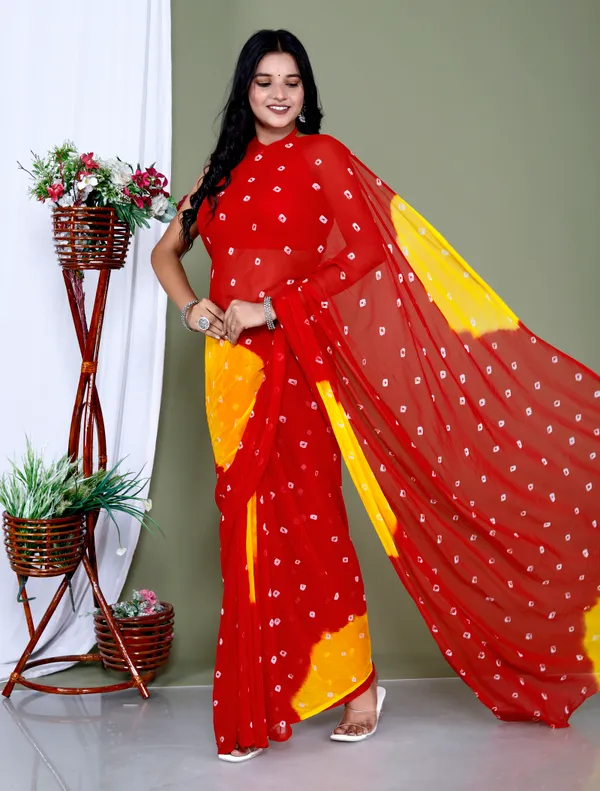 Orange_Pure_Chiffon_Hand_Printed_Saree_|_With_Unstitched_Blouse_Piece