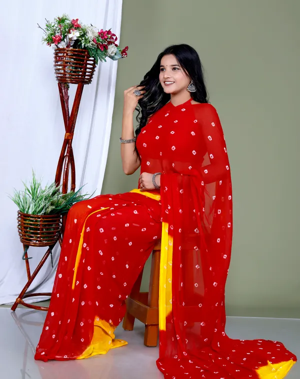 Orange_Pure_Chiffon_Hand_Printed_Saree_|_With_Unstitched_Blouse_Piece