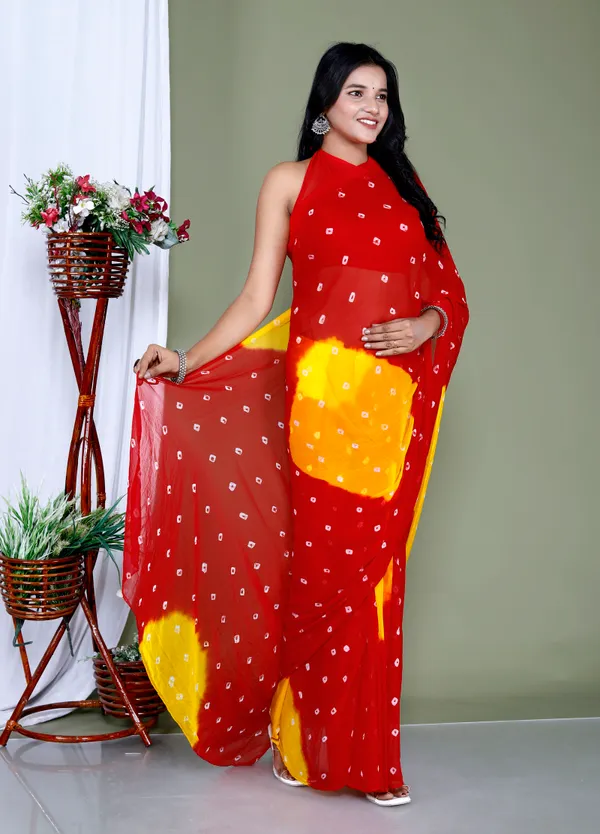 Orange_Pure_Chiffon_Hand_Printed_Saree_|_With_Unstitched_Blouse_Piece
