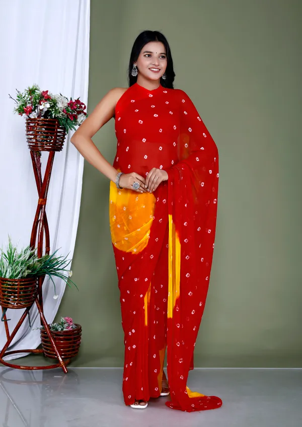 Orange_Pure_Chiffon_Hand_Printed_Saree_|_With_Unstitched_Blouse_Piece