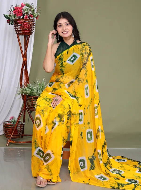 Yellow_Pure_Chiffon_Hand_Printed_Saree_|_With_Unstitched_Blouse_Piece