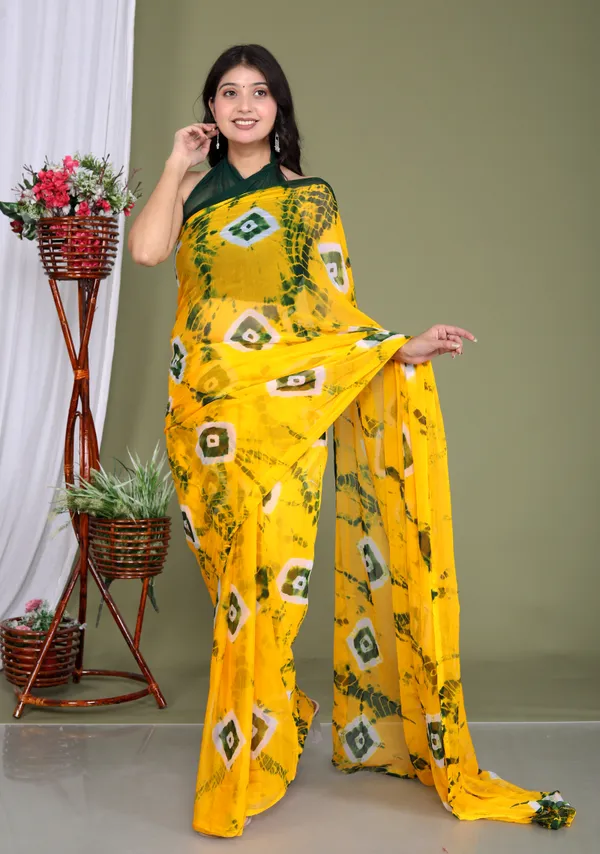 Yellow_Pure_Chiffon_Hand_Printed_Saree_|_With_Unstitched_Blouse_Piece