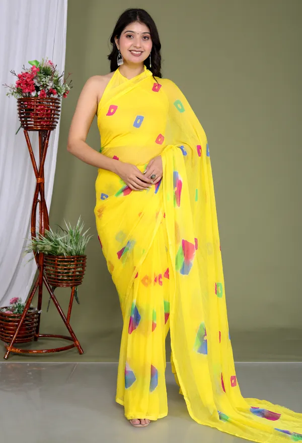 Yellow_Pure_Chiffon_Hand_Printed_Saree_|_With_Unstitched_Blouse_Piece
