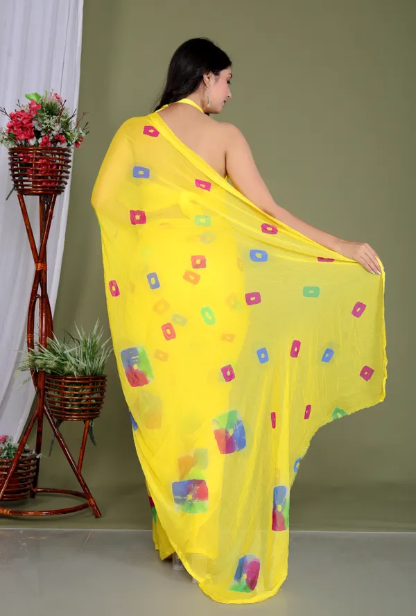 Yellow_Pure_Chiffon_Hand_Printed_Saree_|_With_Unstitched_Blouse_Piece