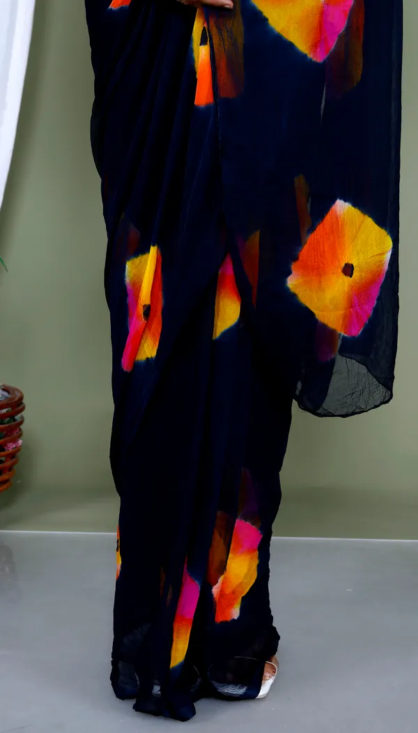 Navy_Blue_Pure_Chiffon_Hand_Printed_Saree_|_With_Unstitched_Blouse_Piece
