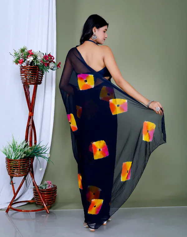 Navy_Blue_Pure_Chiffon_Hand_Printed_Saree_|_With_Unstitched_Blouse_Piece