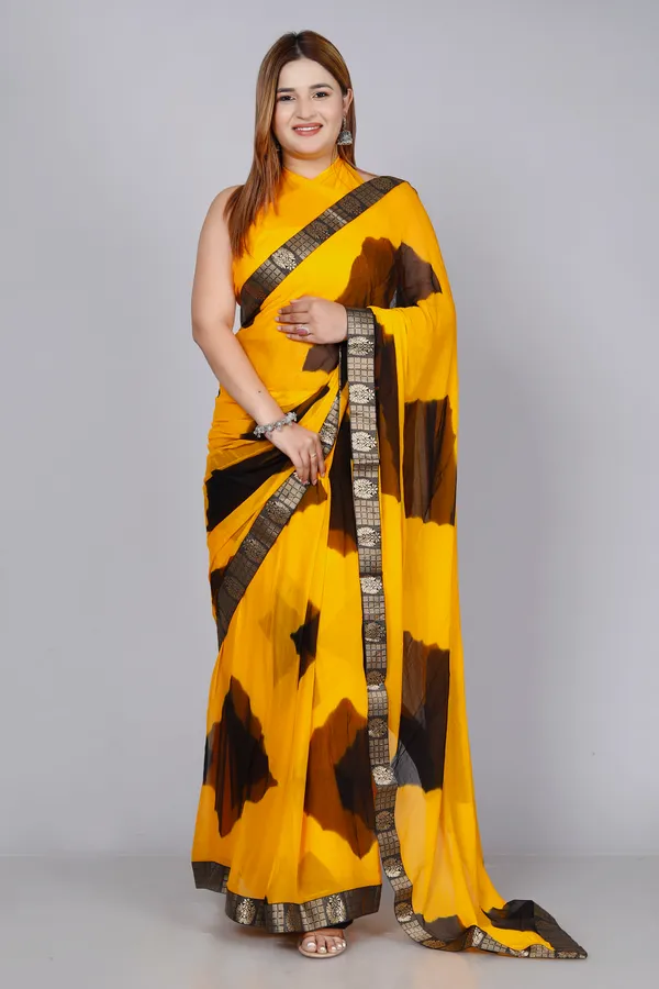 Yellow_Pure_Chiffon_Hand_Printed_Saree_|_With_Unstitched_Blouse_Piece