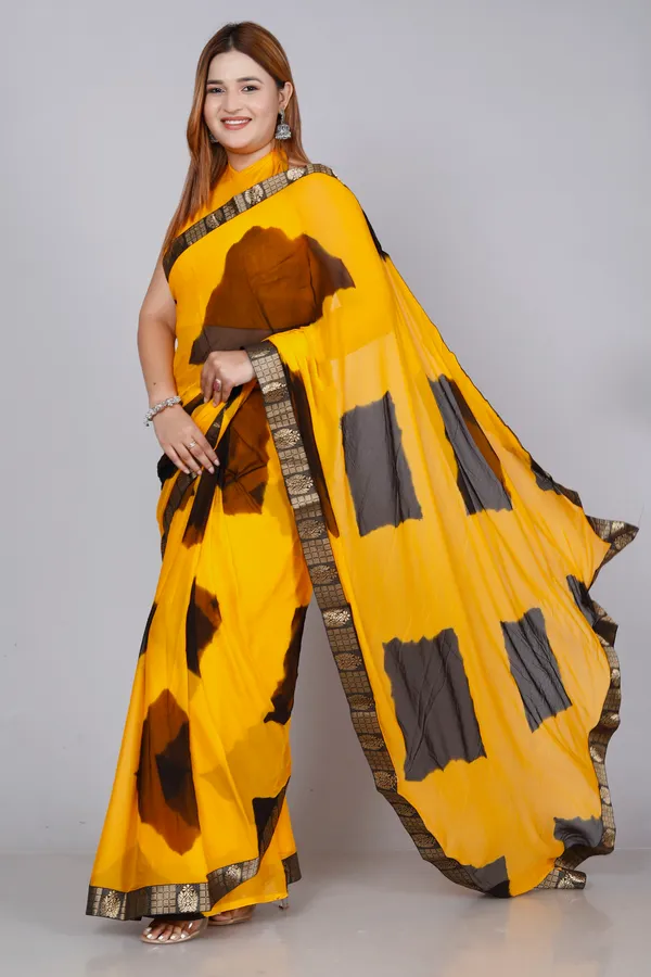 Yellow_Pure_Chiffon_Hand_Printed_Saree_|_With_Unstitched_Blouse_Piece