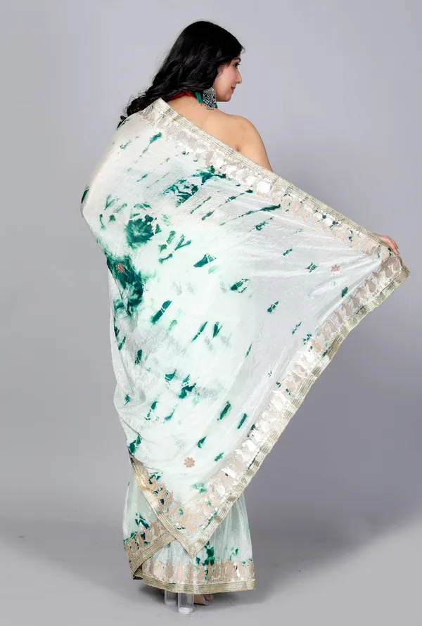 White_&_Red_Pure_Chiffon_Hand_Printed_Saree_|_With_Unstitched_Blouse_Piece