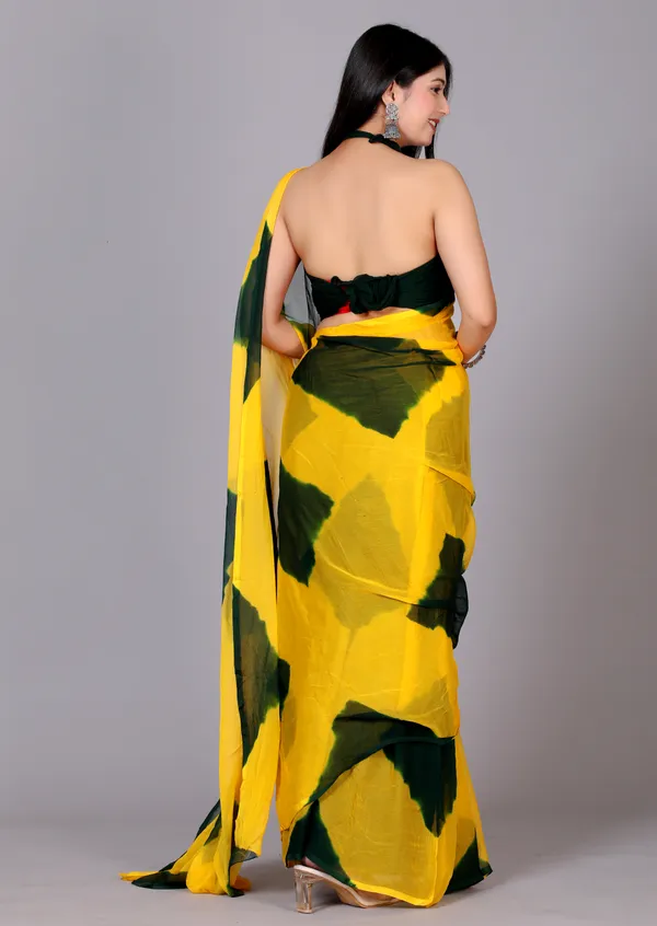 Green_&_Yellow_Pure_Chiffon_Leheriya_Bollywood_Saree_|_With_Unstitched_Blouse_Piece