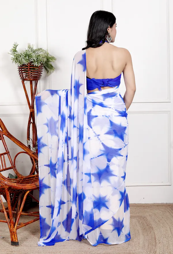 White_&_Blue_Pure_Chiffon_Bollywood_Saree_|_With_Unstitched_Blouse_Piece