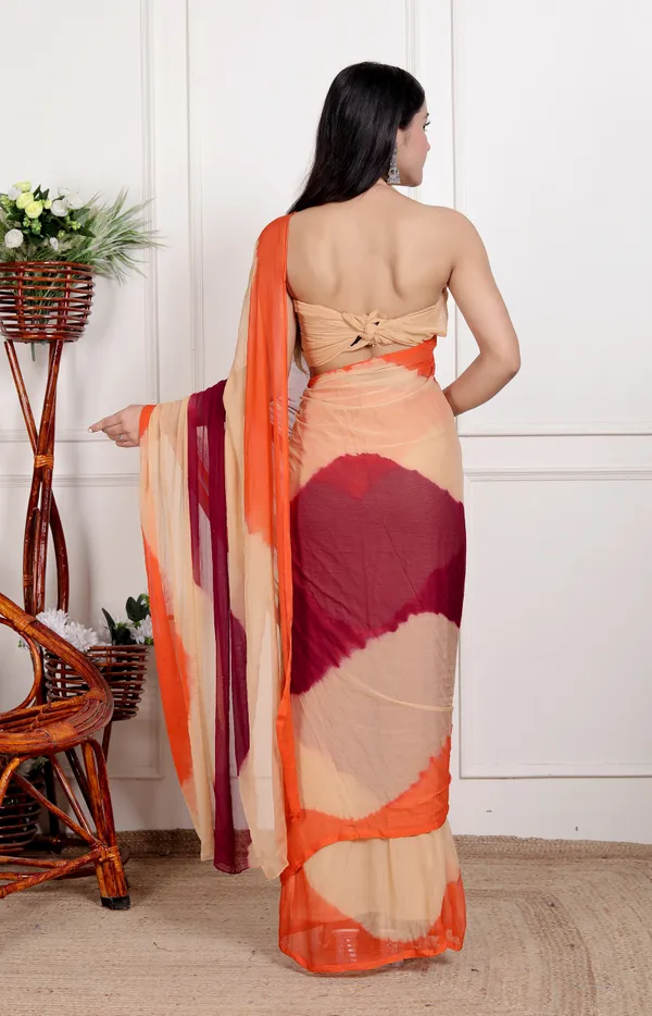 Cream_&_Orange_Pure_Chiffon_Hand_Printed_Saree_|_With_Unstitched_Blouse_Piece