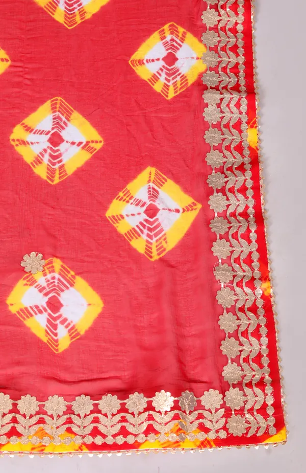 Red_Pure_Chiffon_Gotta_Patti_Bandhnai_Saree_|_With_Unstitched_Blouse_Piece