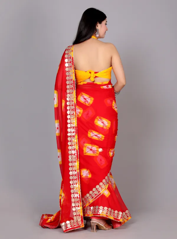 Red_Pure_Chiffon_Gotta_Patti_Bandhnai_Saree_|_With_Unstitched_Blouse_Piece