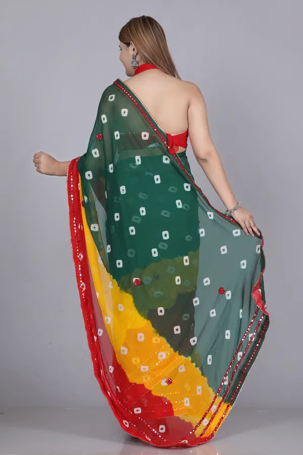 Green_Pure_Chiffon_Hand_Printed_Saree_|_With_Unstitched_Blouse_Piece