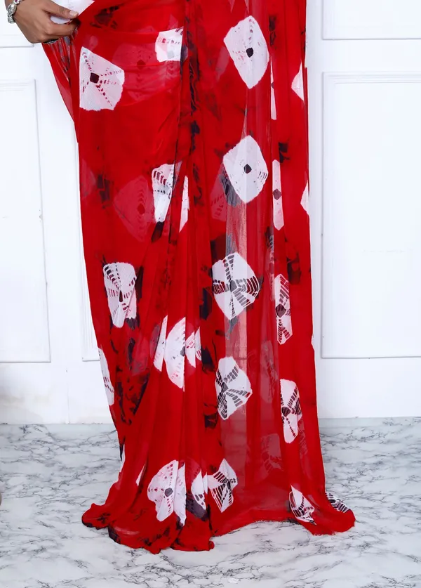 Red_Pure_Chiffon_Hand_Printed_Saree_|_With_Unstitched_Blouse_Piece