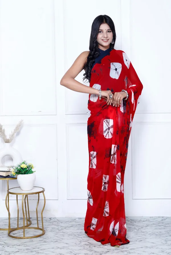 Red_Pure_Chiffon_Hand_Printed_Saree_|_With_Unstitched_Blouse_Piece