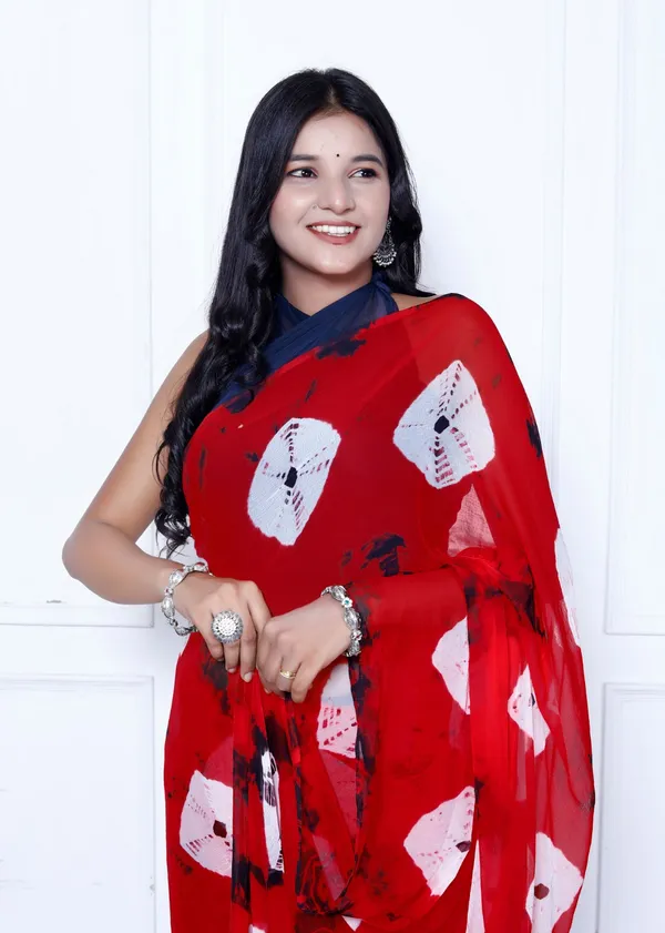 Red_Pure_Chiffon_Hand_Printed_Saree_|_With_Unstitched_Blouse_Piece