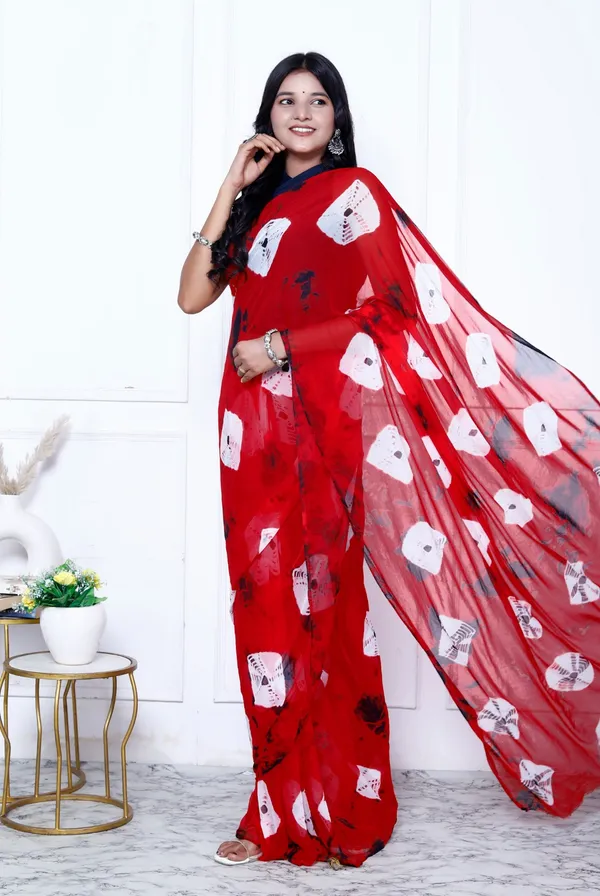 Red_Pure_Chiffon_Hand_Printed_Saree_|_With_Unstitched_Blouse_Piece
