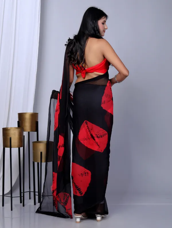 Black_&_Red_Pure_Chiffon_Hand_Printed_Saree_|_With_Unstitched_Blouse_Piece