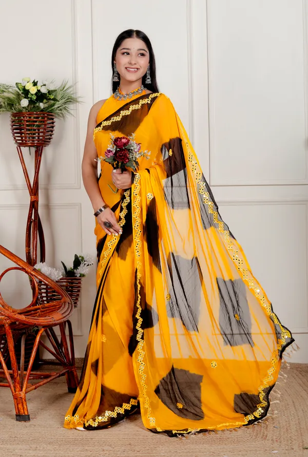 Yellow_Pure_Chiffon_Hand_Printed_Saree_|_With_Unstitched_Blouse_Piece