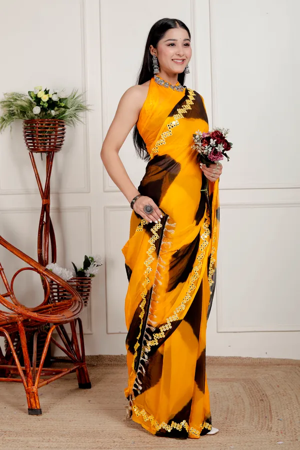 Yellow_Pure_Chiffon_Hand_Printed_Saree_|_With_Unstitched_Blouse_Piece