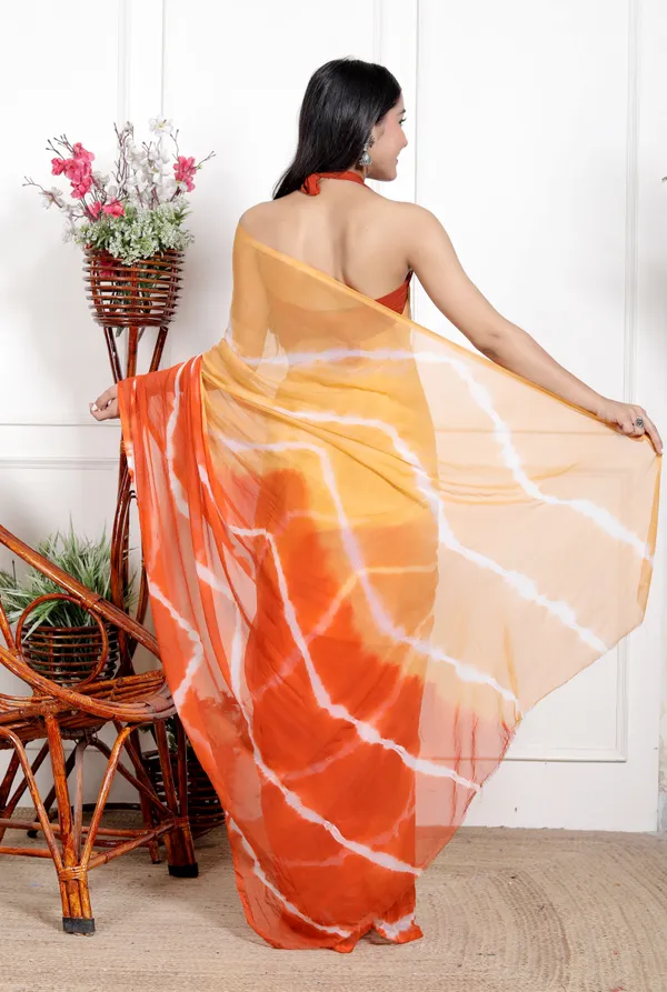 Orange_&_Cream_Pure_Chiffon_Leheriya_Bollywood_Saree_|_With_Unstitched_Blouse_Piece