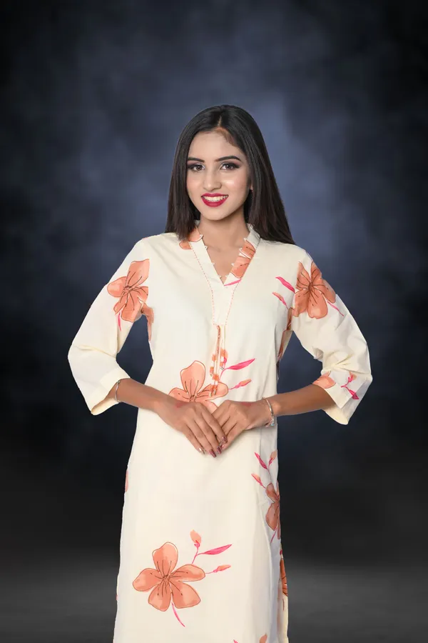 Off_White_Premium_Organza_Kurti_With_Pant_For_Women