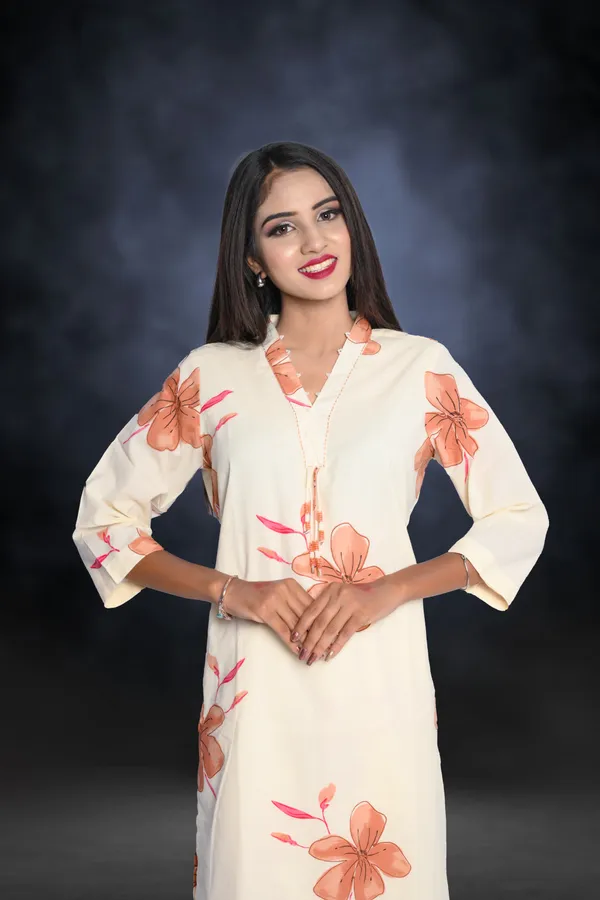 Off_White_Premium_Organza_Kurti_With_Pant_For_Women