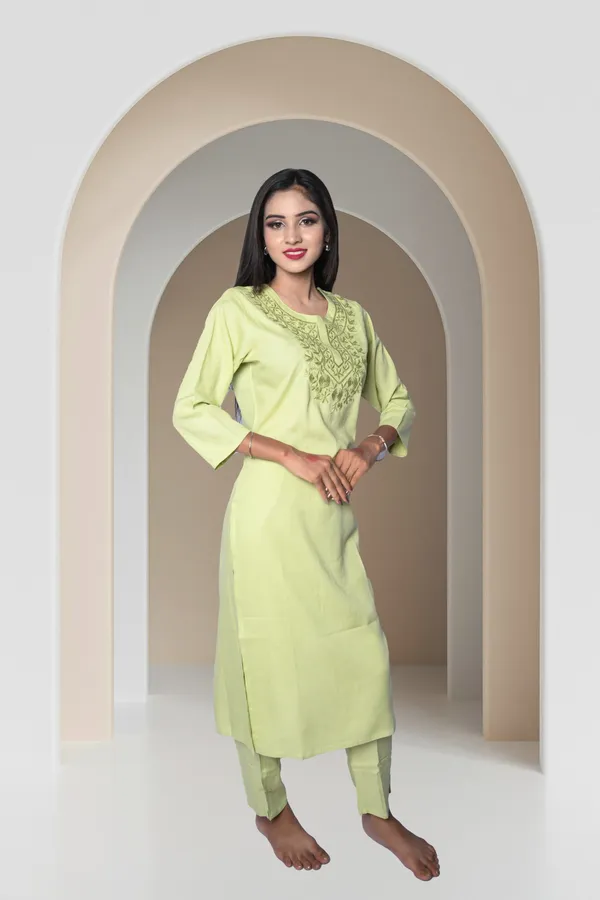 Pista_Green_Solid_Straight_Rayon_Stitched_Kurta_With_Pant_For_Women