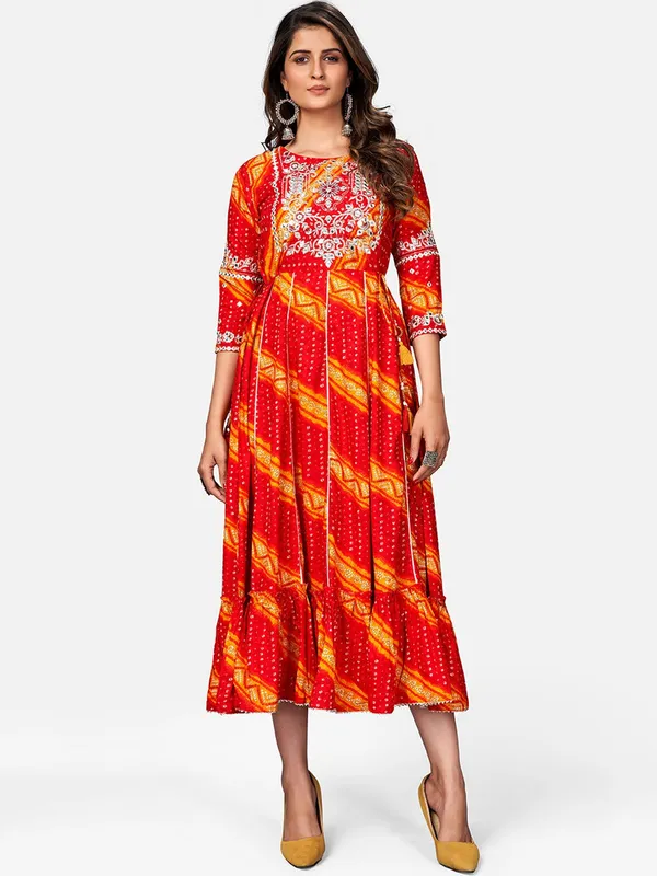 Red_Embroidered_Anarkali_Rayon_Kurta_For_Women