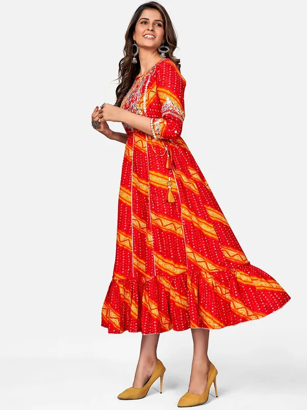 Red_Embroidered_Anarkali_Rayon_Kurta_For_Women
