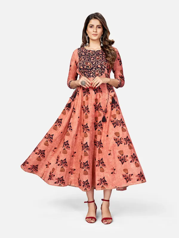 Brown_Embroidered_Anarkali_Cotton_Kurta_For_Women