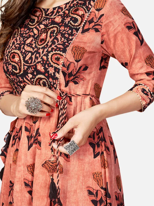 Brown_Embroidered_Anarkali_Cotton_Kurta_For_Women