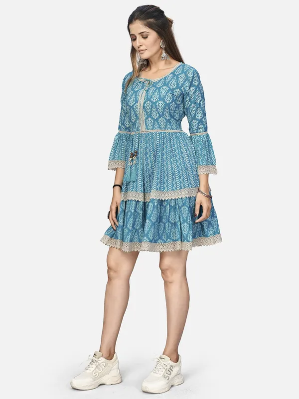 Sky_Blue_Embroidered_Flared_Cotton_Dress_For_Women