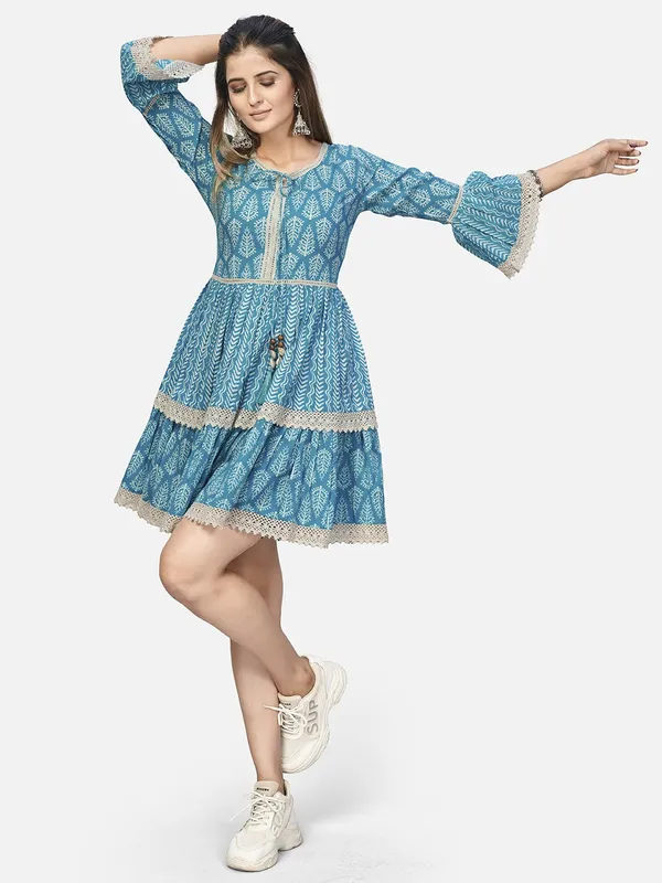 Sky_Blue_Embroidered_Flared_Cotton_Dress_For_Women