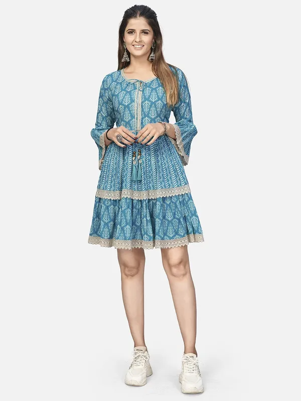 Sky_Blue_Embroidered_Flared_Cotton_Dress_For_Women