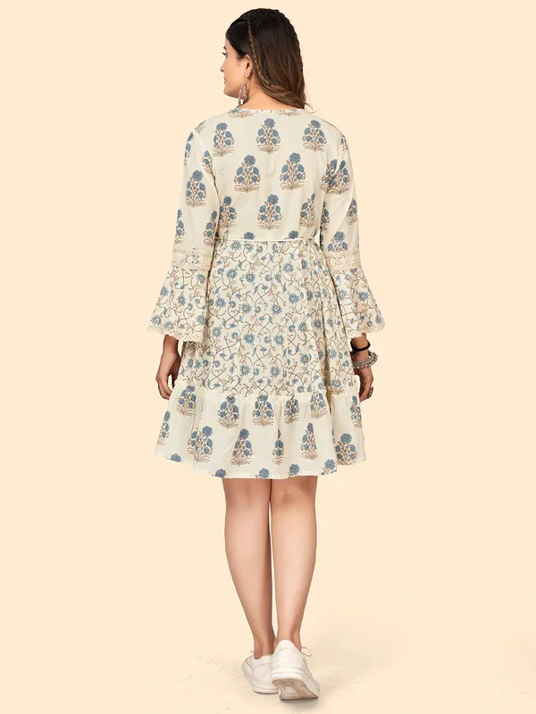 White_Printed_Flared_Cotton_Dress_For_Women