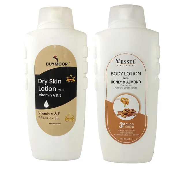 Multicolor_Vitamin_A_&_E_And_Vessel_Honey_Almond_Deep_Nourishing_Skin_Brightening_Body_Lotion_Men_&_Women_1300_MlPack_Of_2
