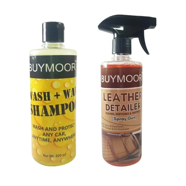 Multicolor_Wash+Wax_Shampoo_For_All_Cars_500Ml_And_Leather_Detailer,_Premium_Leather_Care_Spray_500Ml_-_Pack_Of_1+1=2