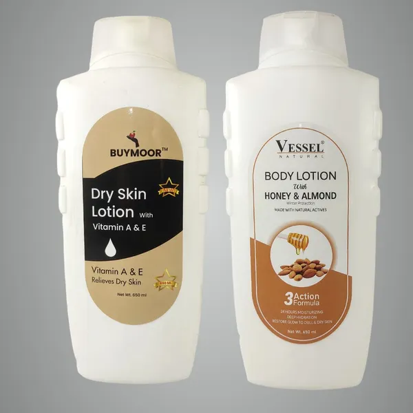 Multicolor_Vitamin_A_&_E_And_Vessel_Honey_Almond_Deep_Nourishing_Skin_Brightening_Body_Lotion_Men_&_Women_1300_MlPack_Of_2