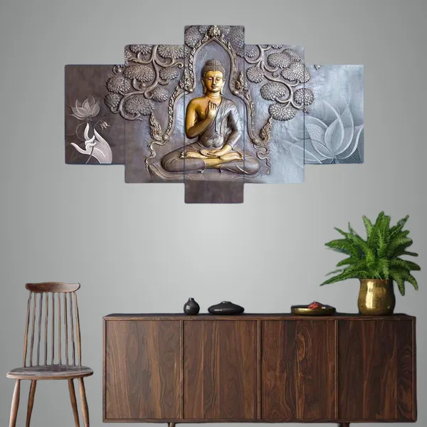 Set_Of_5_Mdf_Framed_3D_Wall_Painting_For_Home_Decoration|17X30_Inches
