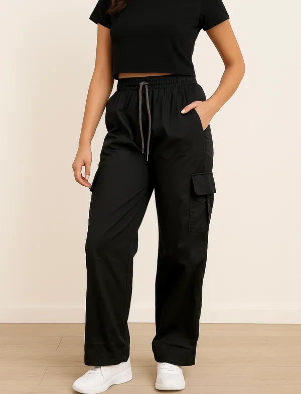 Black_,Cotton_Straight_fit_Cargo_Pant_With_4_Pockets