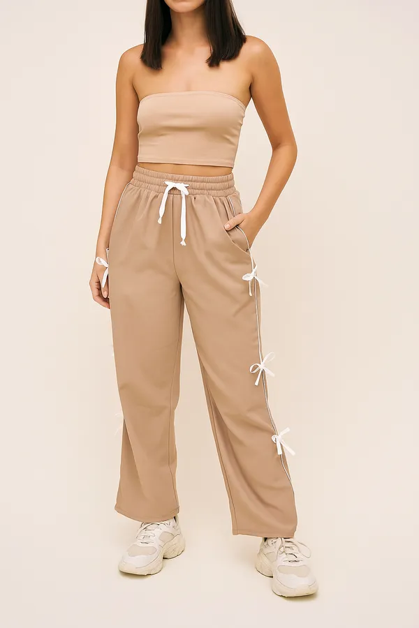 Beige_Side_Bow_Detail_Trousers_For_Women